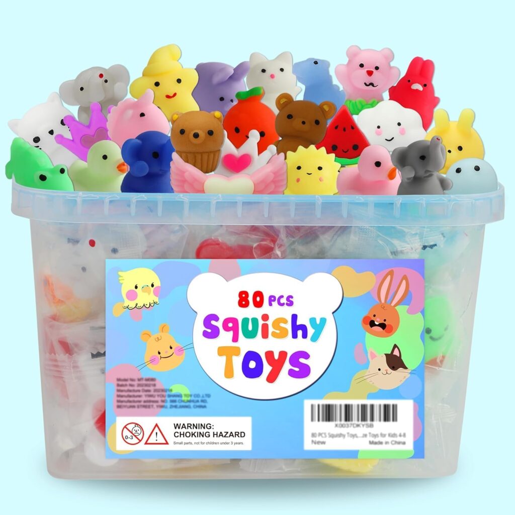 80 Pcs Party Favors for Kids 4-8, Kawaii Squishies Mochi Squishy Toys …