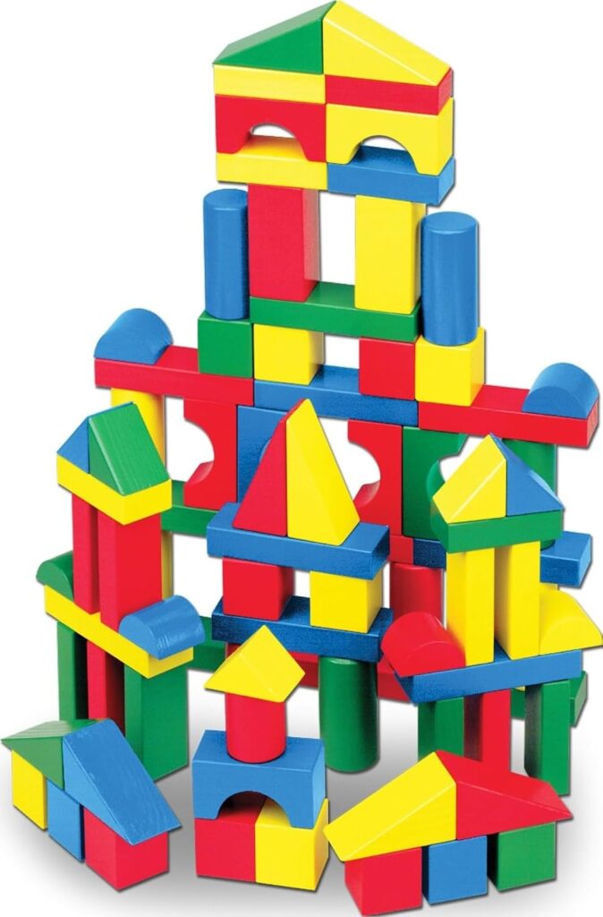 Melissa & Doug Wooden Building Blocks, 100-Piece Set of Sorting & Stac…