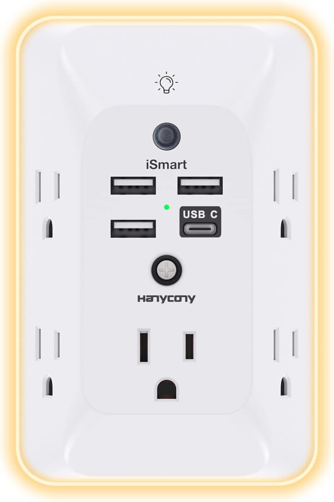 Outlet Extender with Night Light, Multi Plug Wall Outlet, Surge Protector
