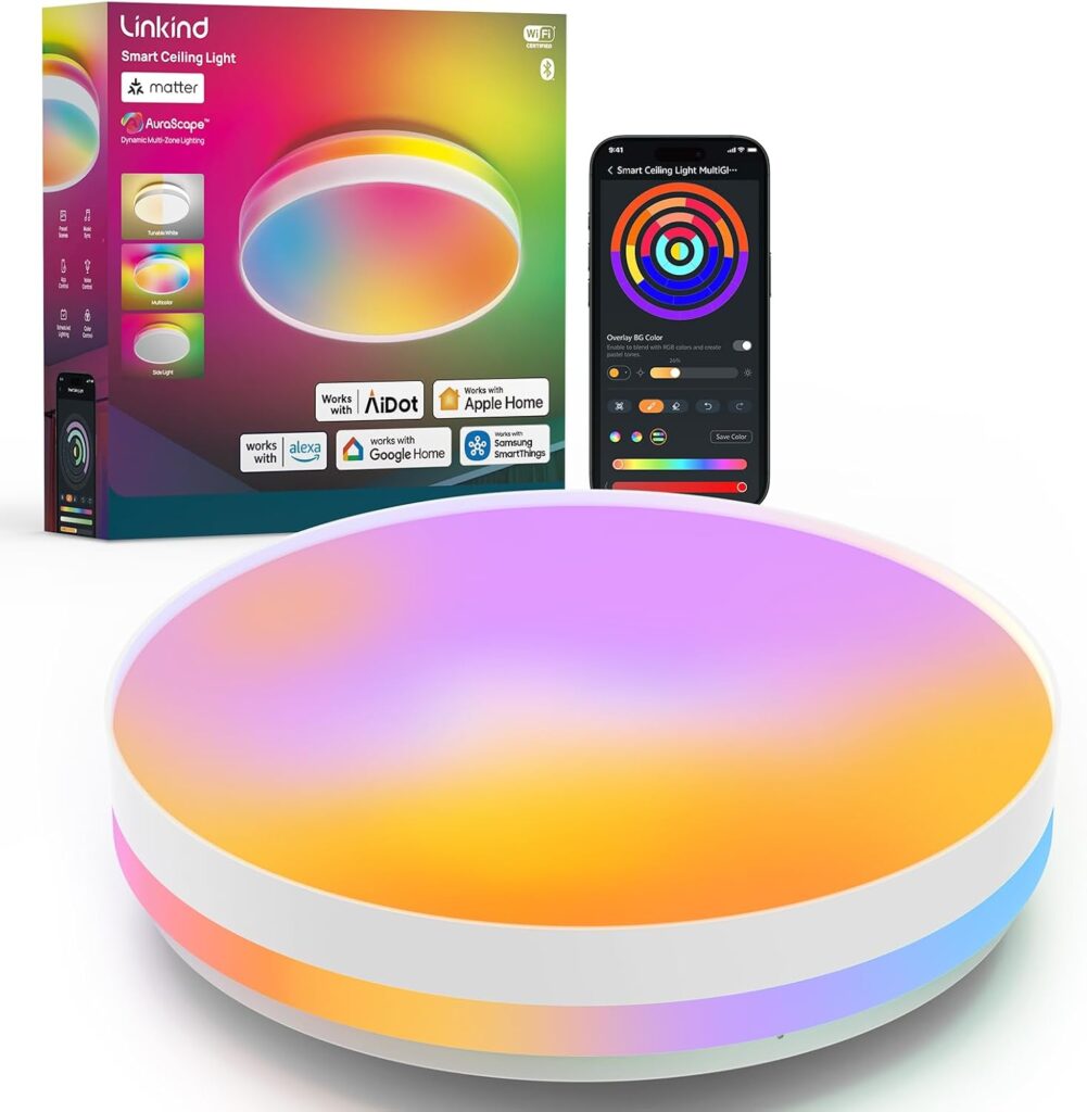 Linkind Matter Smart Ceiling Light, 12 Inch Flush Mount Ceiling Light