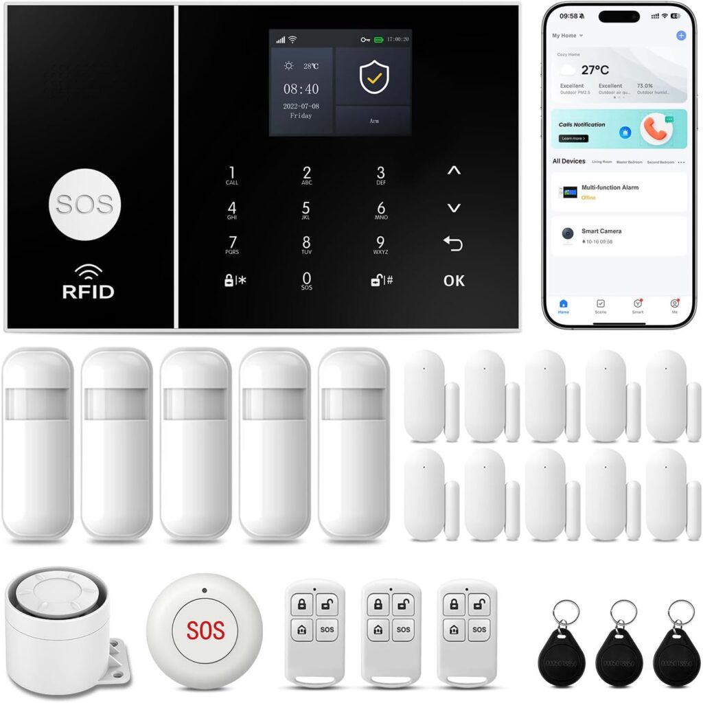 Alarm System for Home Security 24Pcs WiFi+GSM/4G Home Alarm System