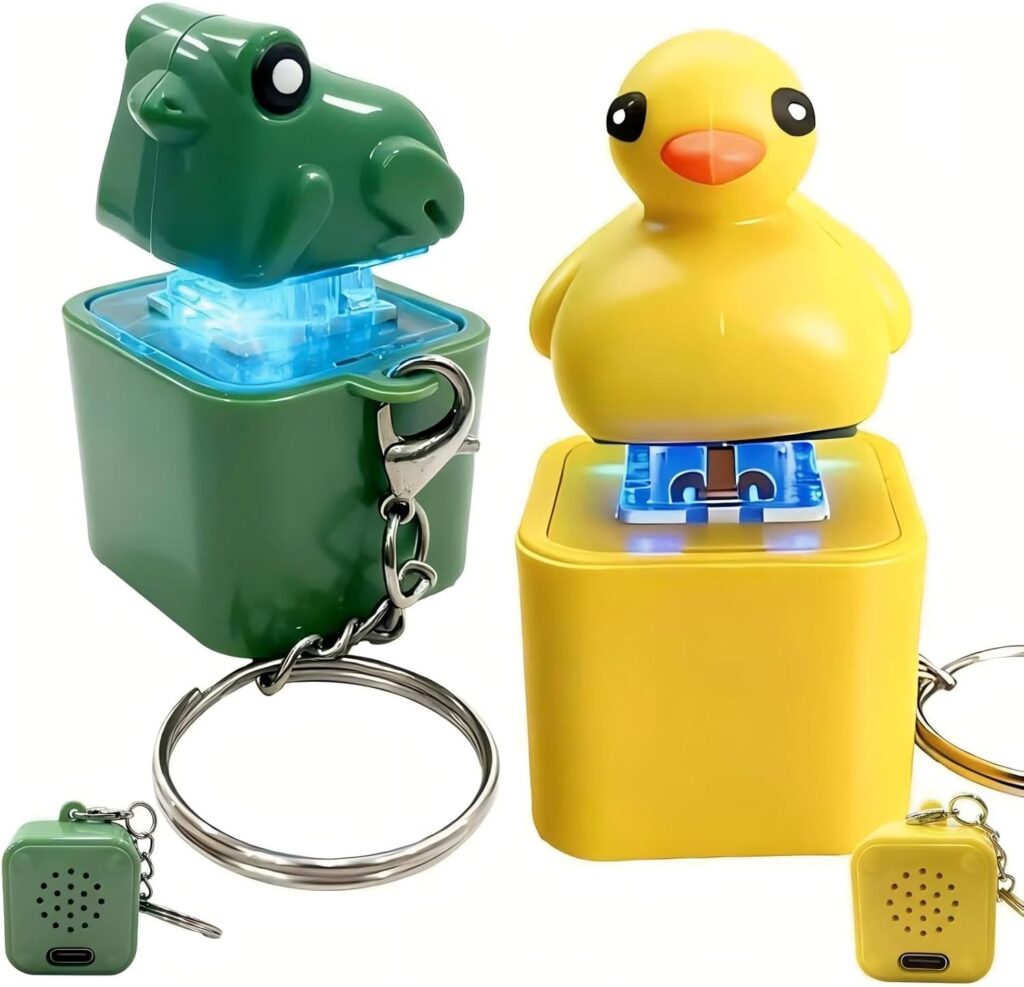 Duck & Frog Sound Fidget Toys,2 Pack USB-C Rechargeable Keychain