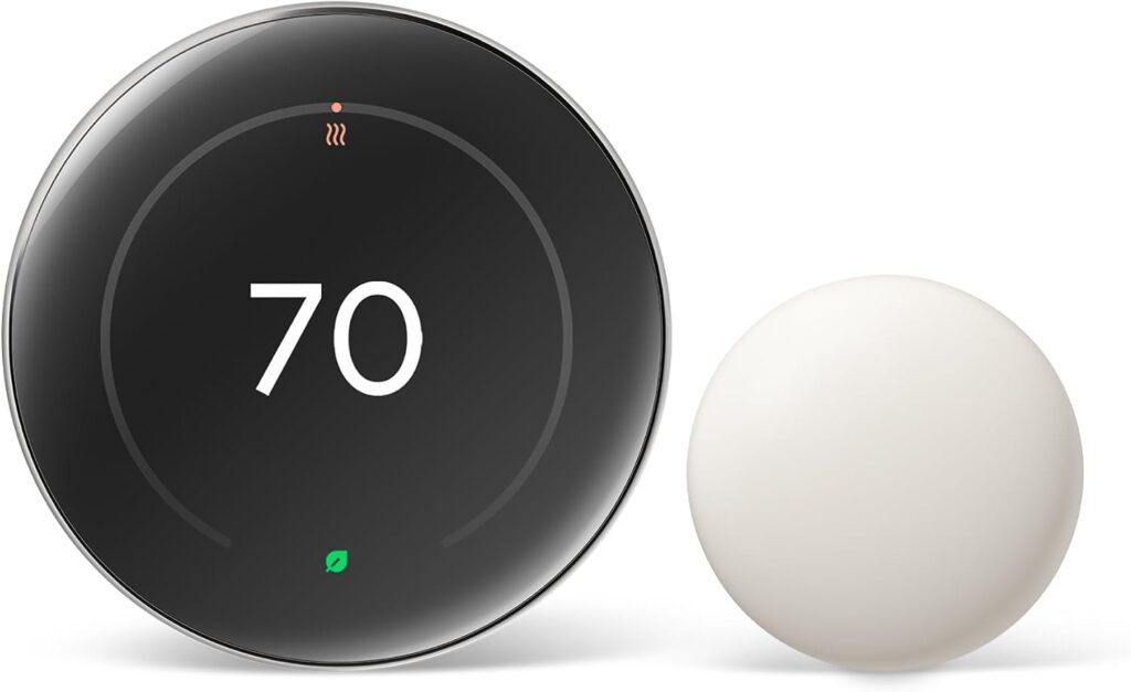 Google Nest Learning Thermostat (4th gen) + Nest Temperature Sensor (2nd gen) – Silver