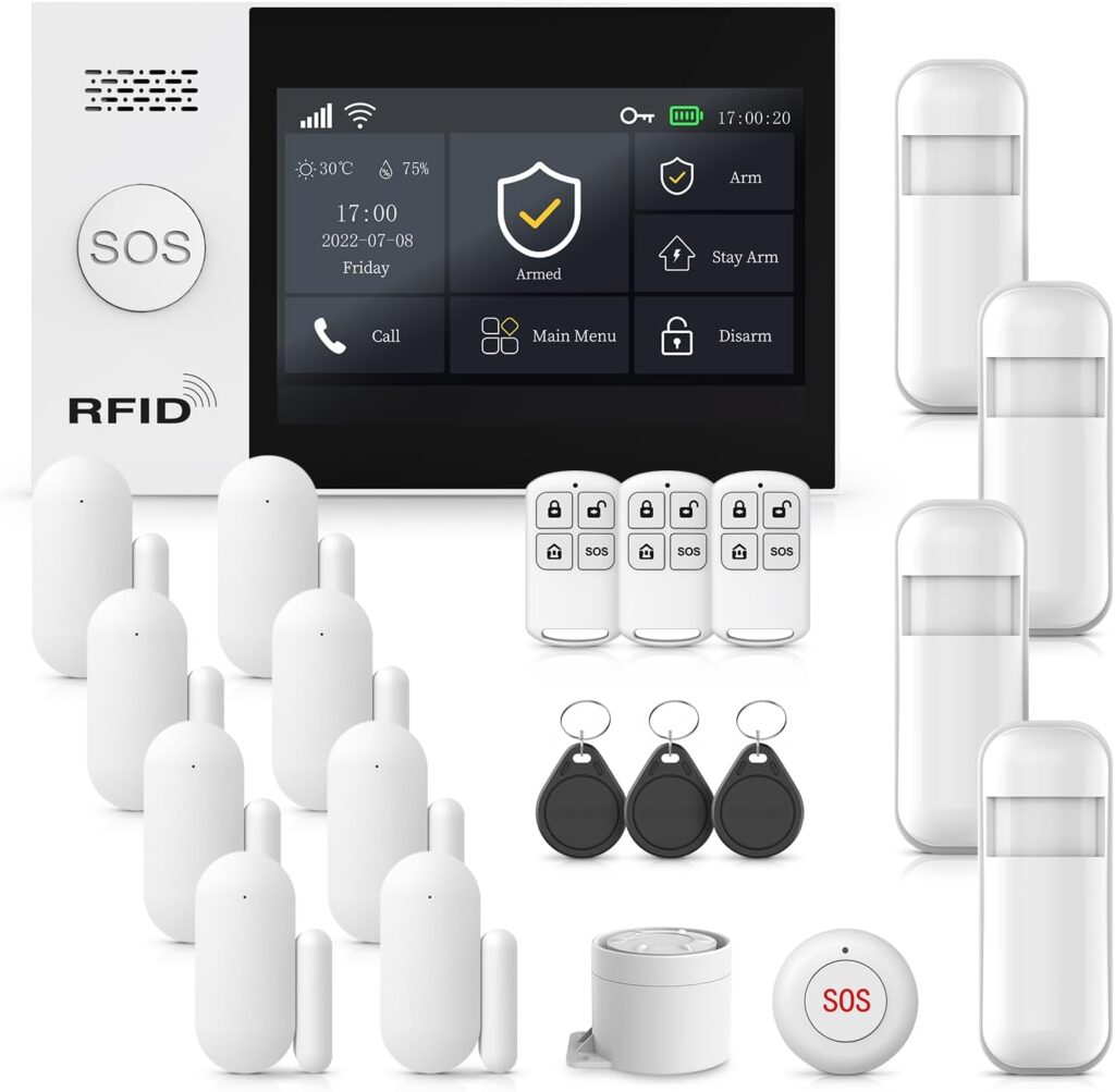 PGST Home Alarm System,4.3in WiFi+4G Touch Screen Siren No Monthly Fees