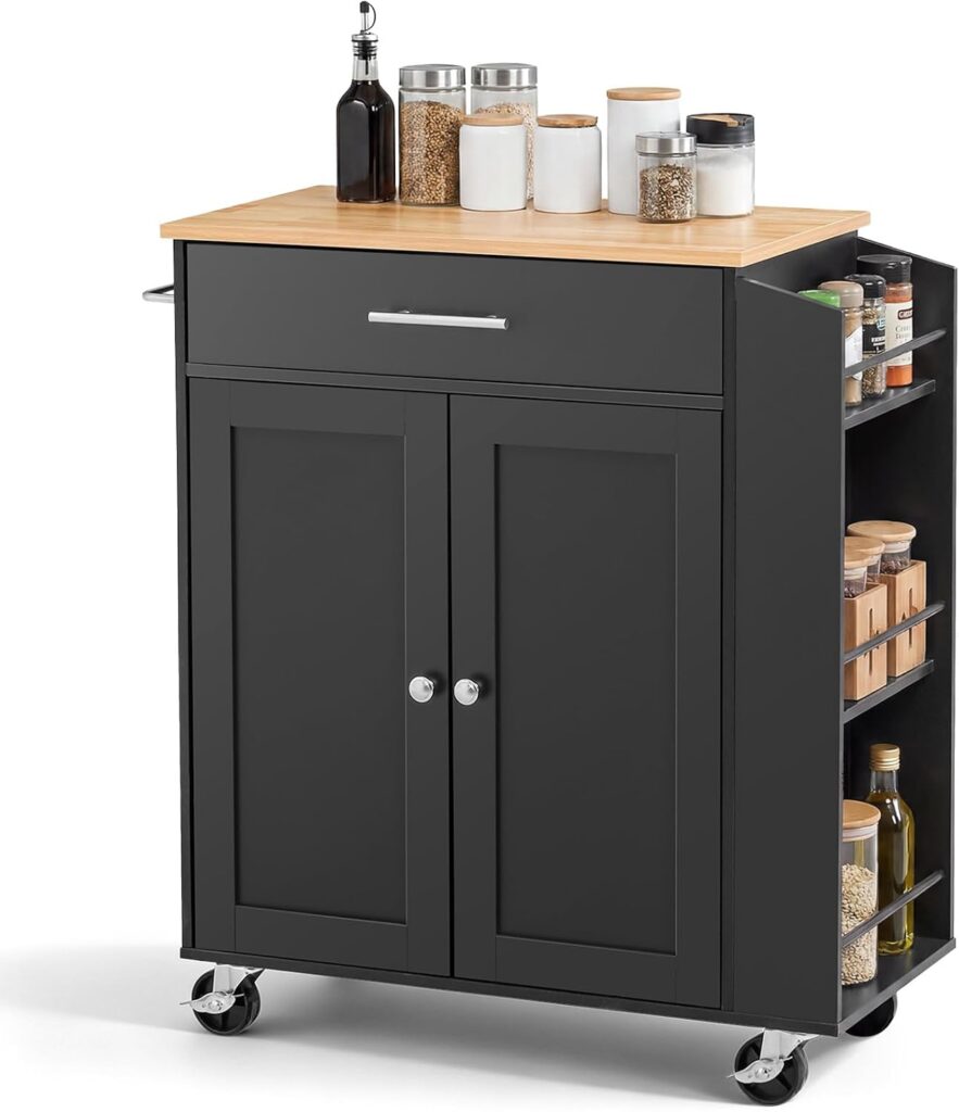 VEVOR Kitchen Island Cart with Storage, 31.3 in Wide Mobile Rolling Storage Island on Swivel Wheels,…