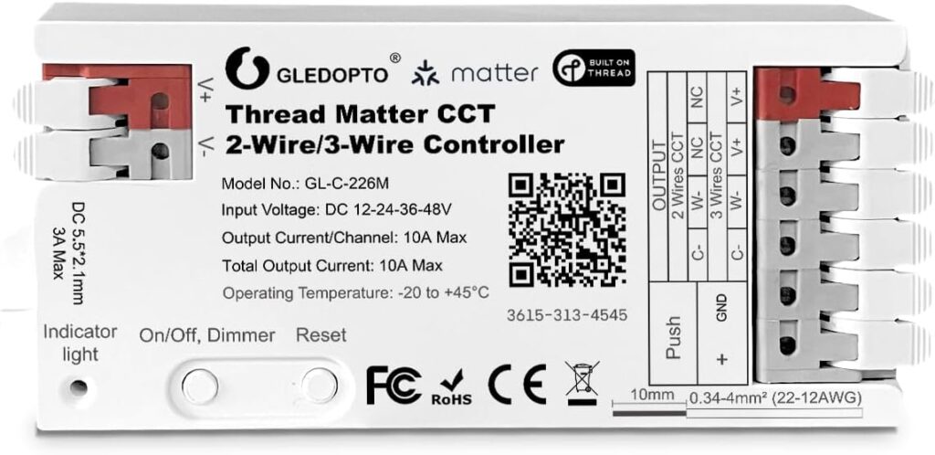 GLEDOPTO Matter Over Thread CCT LED Controller for 2 & 3 Wires Strip Light