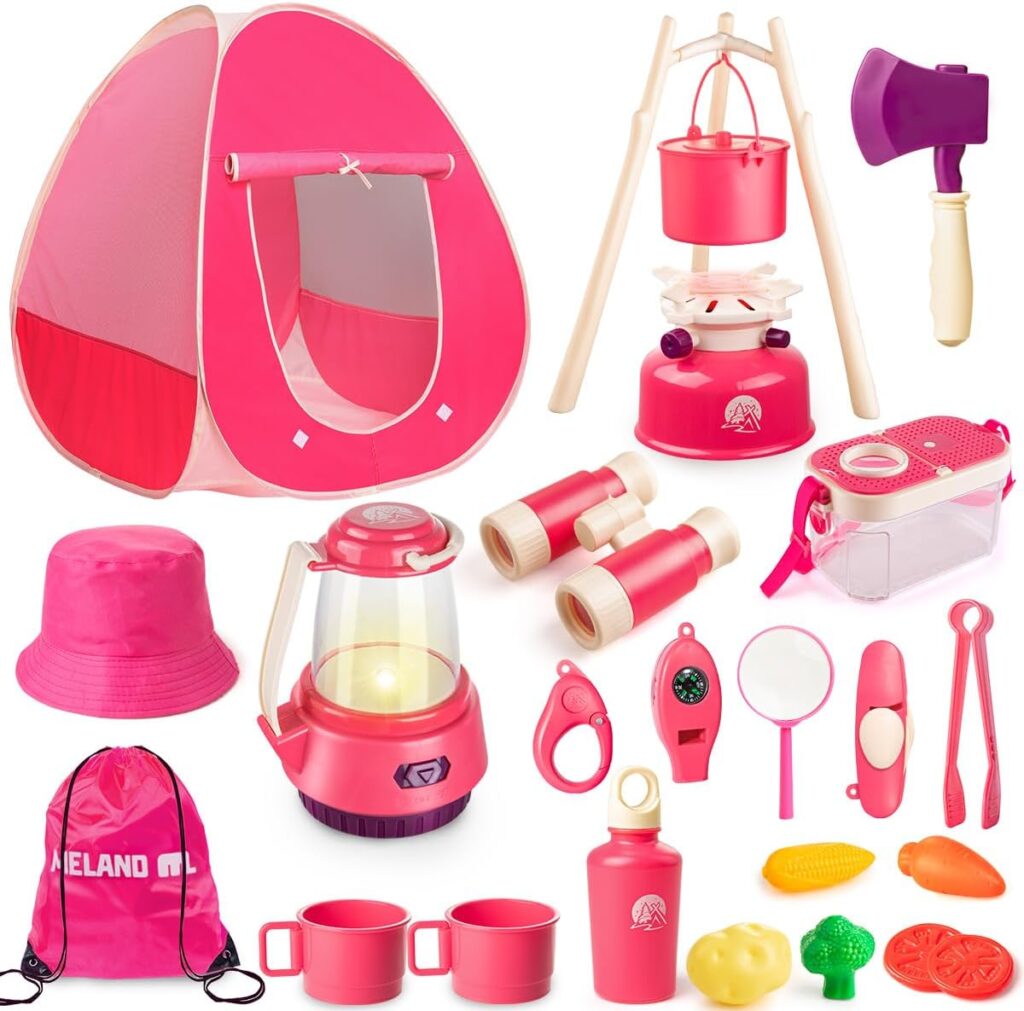 Meland Camping Play Set for Kids 3-6, Pretend Adventure Toy Gift