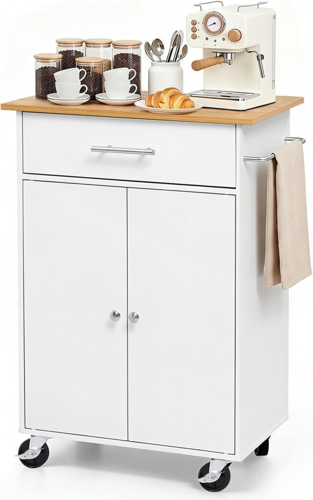 VEVOR Kitchen Island Cart with Storage, 24.84 in Wide Mobile Rolling Storage Island on Swivel Wheels…