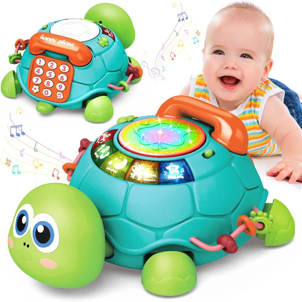 Jyusmile Baby Toys 6 to 12 Months, Musical Turtle Crawling Infant Toys…