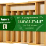 Kitsure Silverware Organizer, Bamboo Kitchen Drawer Tray, Natural, Large