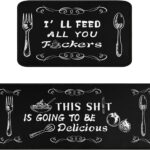 Black Kitchen Rugs and Mats Sets of 2,Funny Decoration Kitchen Rugs Rubber Backing Non-Slip Kitchen …