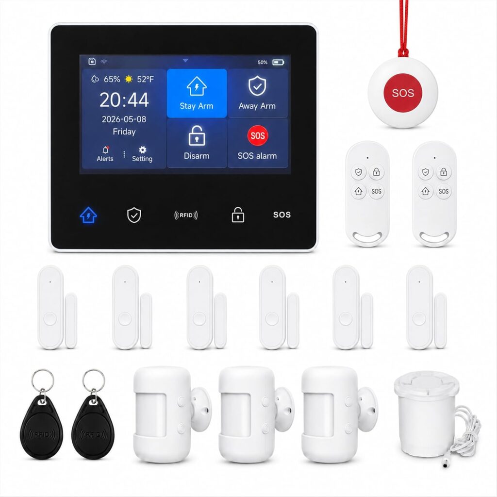 GEN 2 Wireless Home Security System, 16-Piece DIY Alarm Kit for House & Apartment, WiFi & 4G Touchsc…