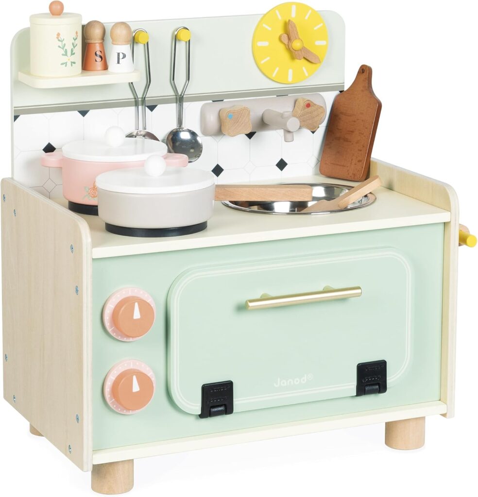 Janod – Small Wooden Children’s kitchenette – 10 Accessories