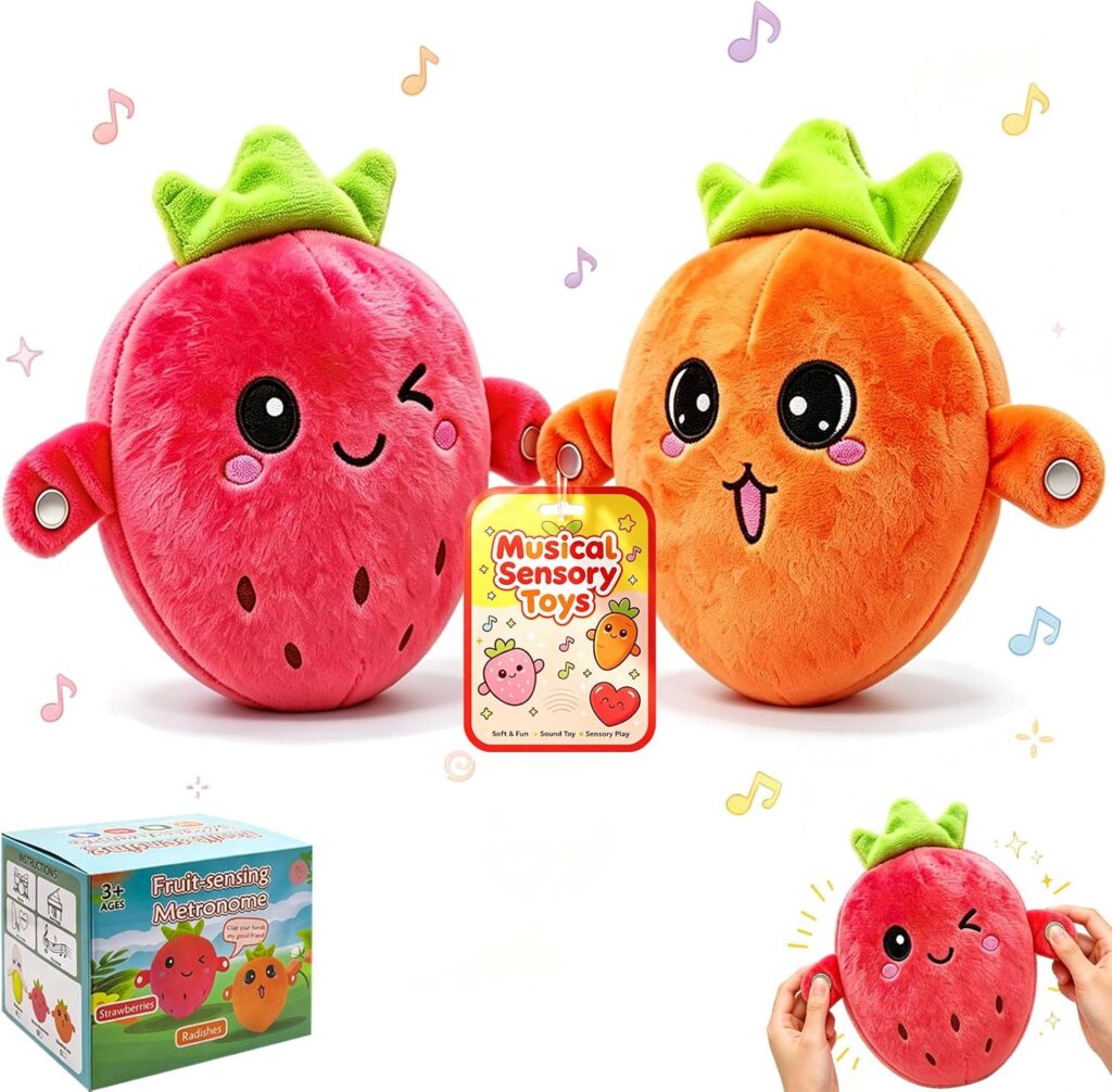 Musical Sensory Toys, Interactive Strawberry & Carrot Music Plush Toys…