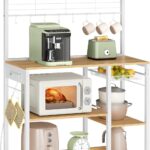 VASAGLE Baker’s Rack, 35.4 Inches Microwave Stand with Wire Basket, 8 Hooks