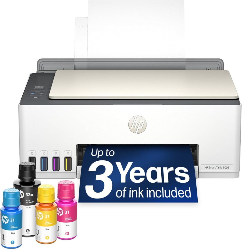 HP Smart Tank 5003 Wireless All-in-One Ink Tank Printer, Scanner, Copier with up to 3 Years of Ink I…