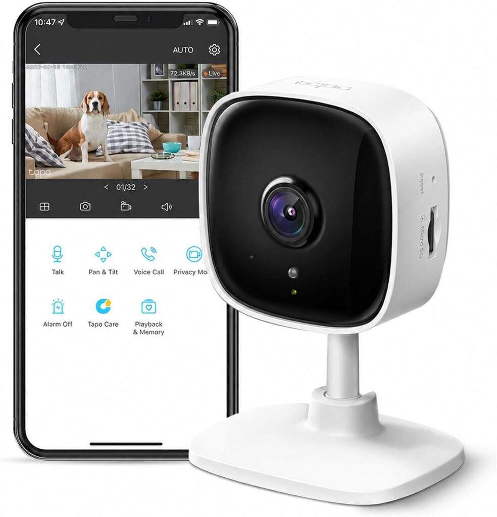Tapo 1080P Indoor Security Camera, Baby Monitor, Dog Camera, Wired, C100