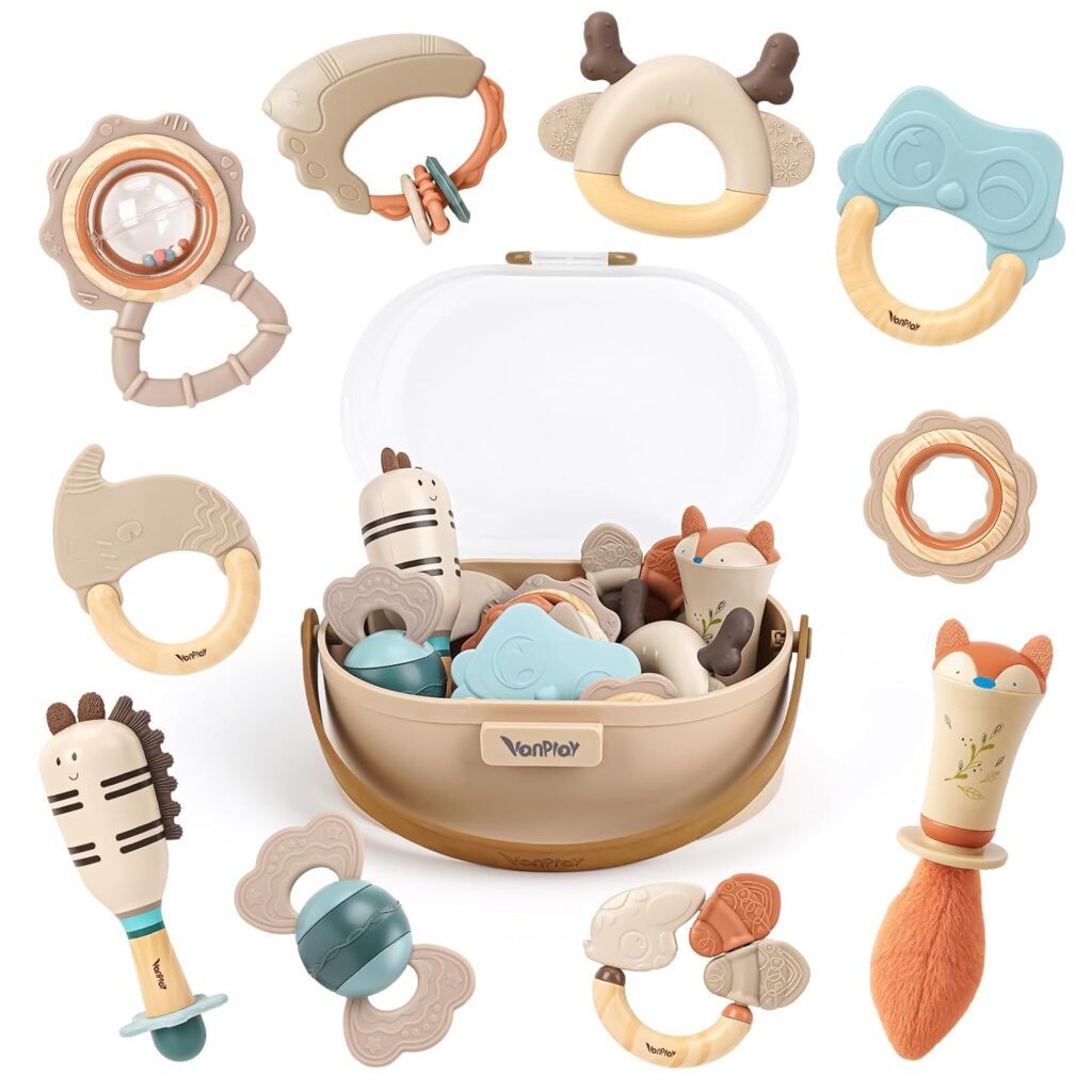 Baby Rattles & Teethers Set, Baby Toys 0-6 Months, Teething Toys 3-6 M…