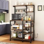 Large Bakers Rack with Power Outlet, Coffee Bar & Microwave Stand