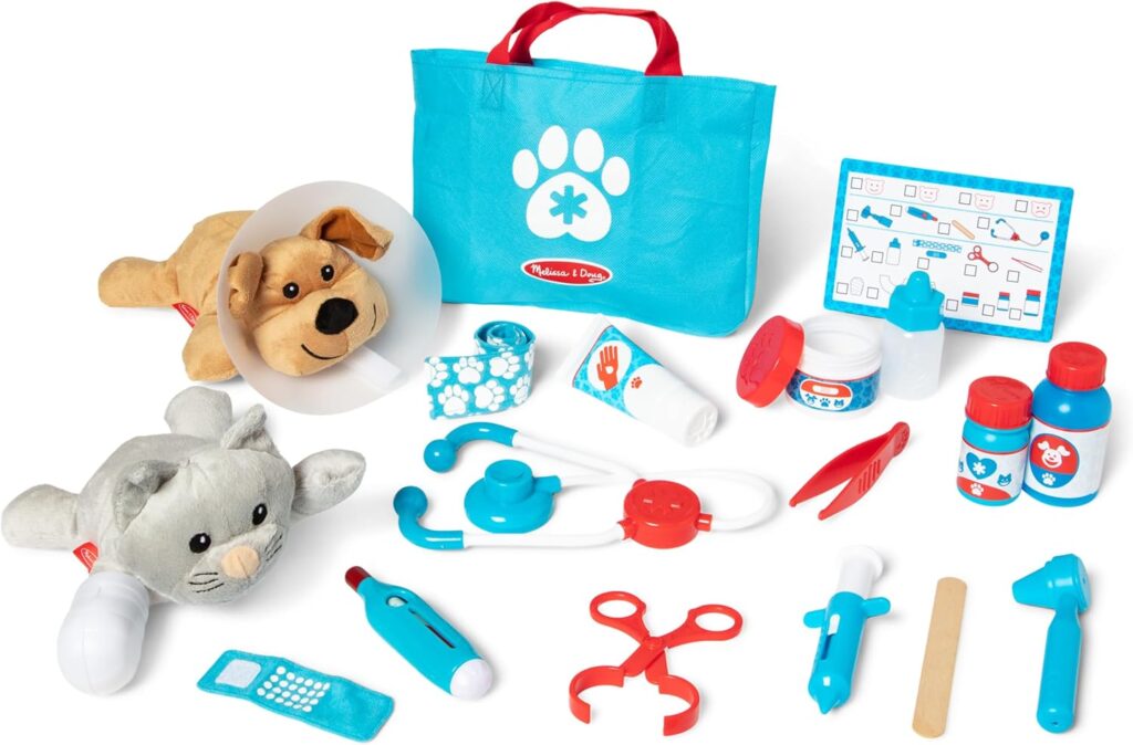Melissa & Doug Examine and Treat Pet Vet Play Set, 24-Piece Animal Doc…