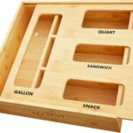 SpaceAid Bag Storage Organizer for Kitchen Drawer, Bamboo Organizer, Compatible with Gallon, Quart, …