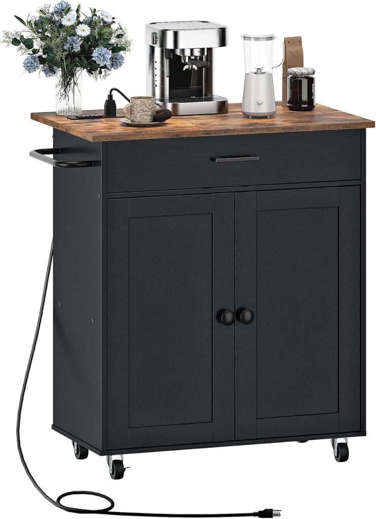CHOEZON Kitchen Island, Kitchen Island Cart with One Double Cabinet and Drawer, Rolling Storage Cart…