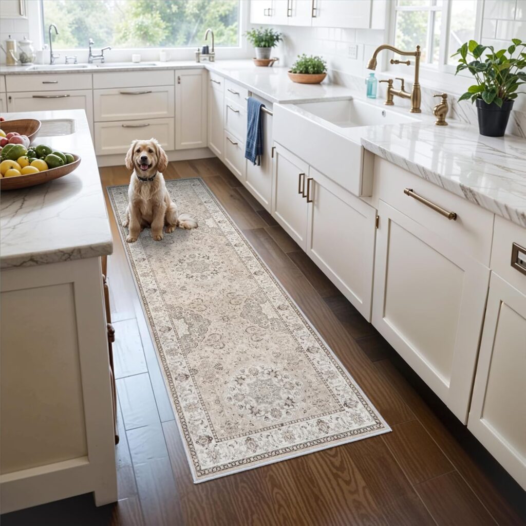2×6 Hallway Washable Runner Rug : Vintage Soft Kitchen Laundry Runner with Non Slip Backing Farmhous…