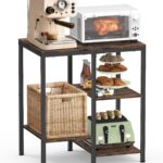 OGEMXU Kitchen Microwave Stand,4-Tier Adjustable Microwave Cart, Brown