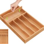 Unibambou Bamboo Kitchen Silverware Organizer with Removable Divider