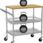 3 Tier Rolling Kitchen Carts on Wheels with Storage,650Lbs Heavy Duty Utility Carts with Wheels,Kitc…