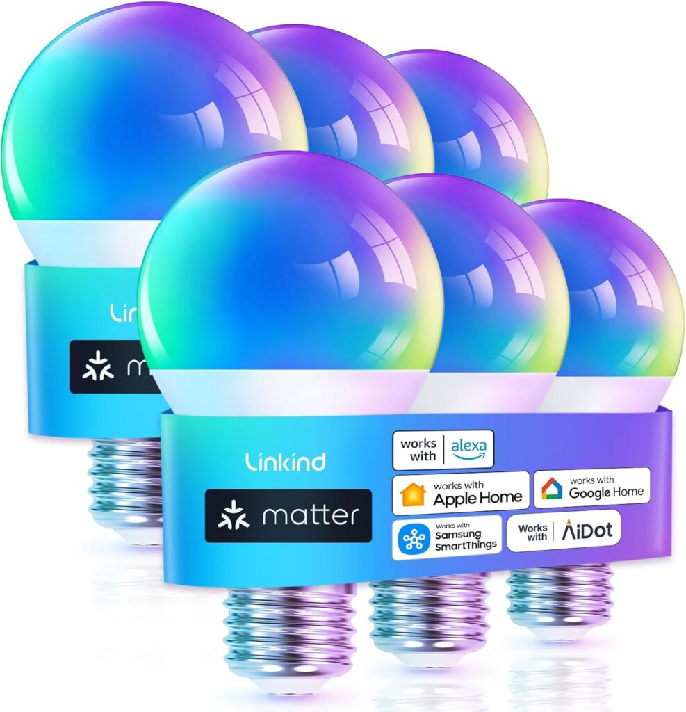 Linkind Matter Smart Light Bulbs, Works with Apple Home, Alexa, Google Home
