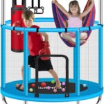 ZCMHAXJ 55″ Trampoline for Kids with Enclosure, 440lbs Capacity Indoor…