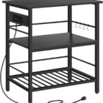 HOOBRO Kitchen Island with Storage, Kitchen Island Table with Power Outlet, 35.4″ L 3 Tier Coffee St…