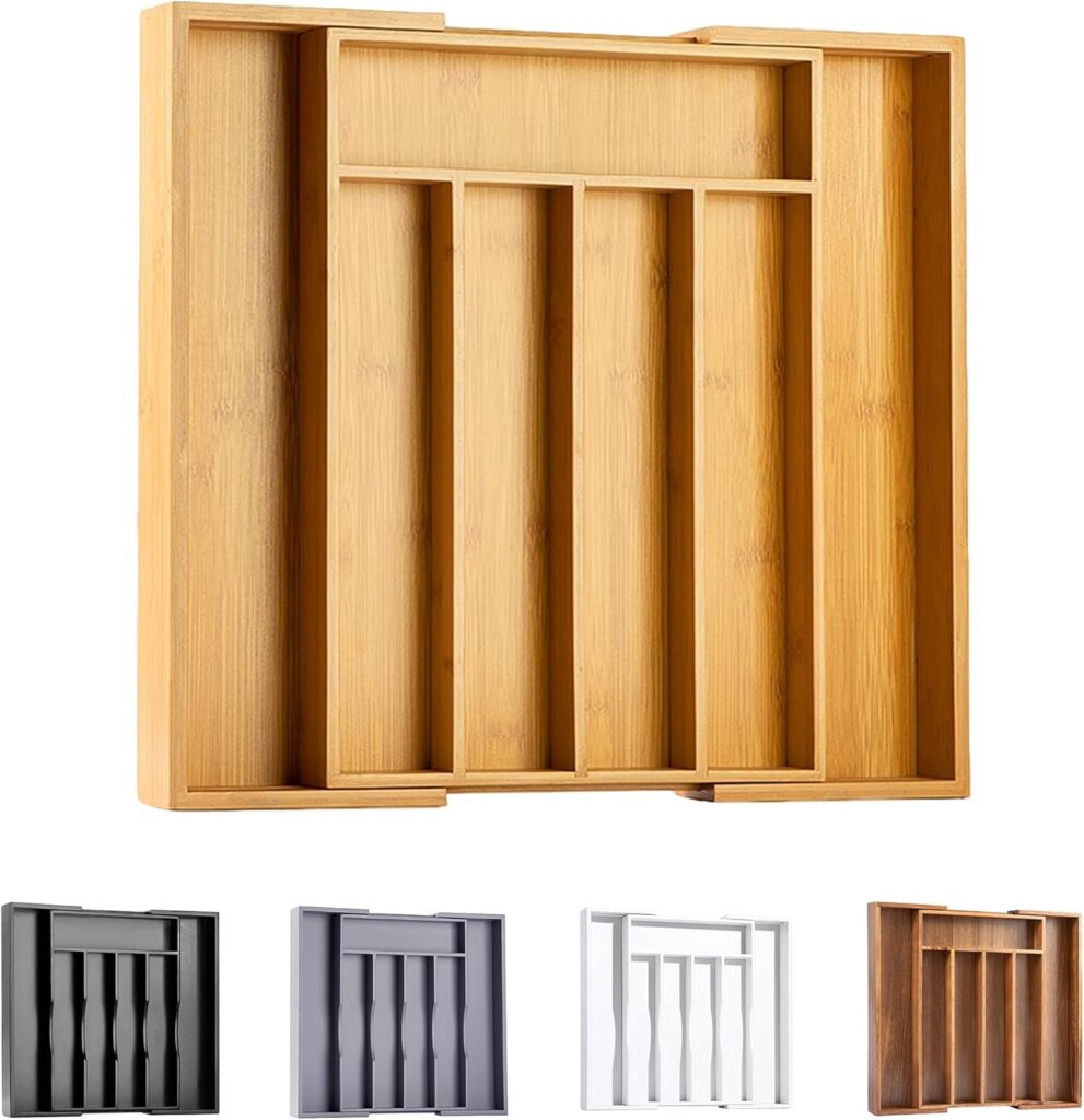 Bellsal Silverware Organizer Kitchen Drawer Organizer Expandable Bamboo Utensil Holder Cutlery Tray …