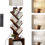 Evermagin 6 Tier Tree Bookshelf with Light, Bookcase, Remote Control