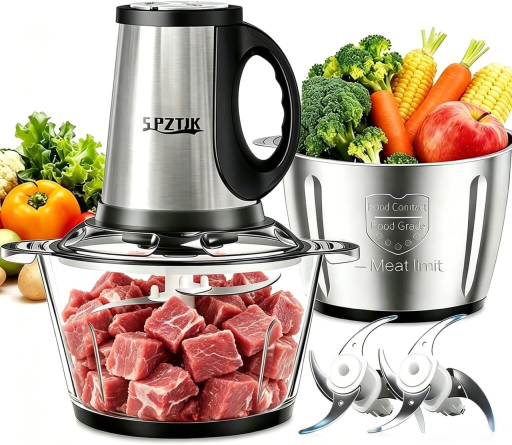 SPZTJK 3-Speed Electric Food Processor: Meat Grinder, Vegetable Chopper & Baby Food Maker – 300W, 2 …