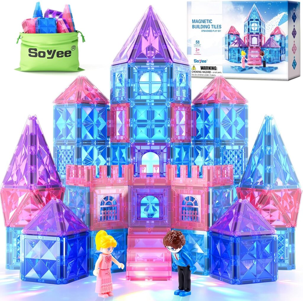 Diamond Magnetic Building Blocks for Kids – Princess Castle Magnetic T…