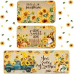 Timgle 3 Pcs Summer Sunflower Kitchen Rugs Fall Gnomes Floor Mat Set