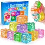 12Pcs Glitter Ice Stress Cube – Slow Rising Stress Balls Sensory Fidge…