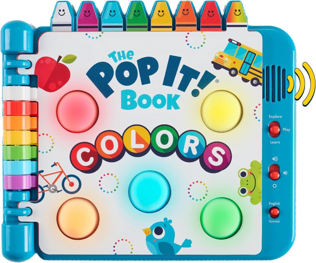 Chuckle & Roar Pop It Book, Colors, English & Spanish, Quiet Mode, 1–4…