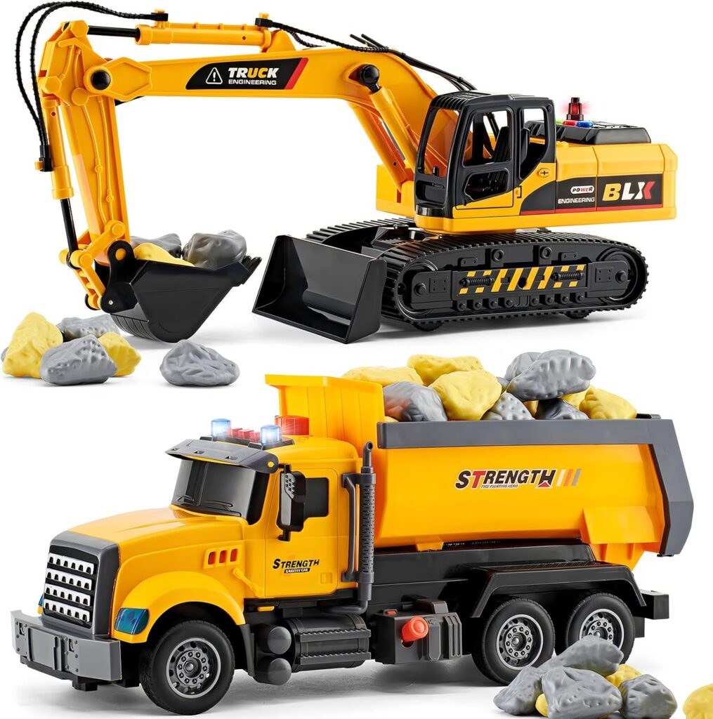 LerBao 2 Pack Construction Engineering Truck Toys,Moveable Claw Excava…