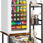 Mini Fridge Stand with Storage, Small Refrigerator Stand with Drawer