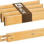 Adjustable Bamboo Drawer Dividers of 4, Expandable Organizers (16.9″-22.2″)