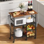 Snughome Rolling Kitchen Island with Storage, Microwave Stand Cart