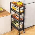 Vivihomety 4-Tier Slim Utility Rolling Laundry Cart with Wheels, Metal