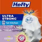 Hefty Ultra Strong 13 Gal Kitchen Trash Bags, White, Lavender Vanilla, 80ct