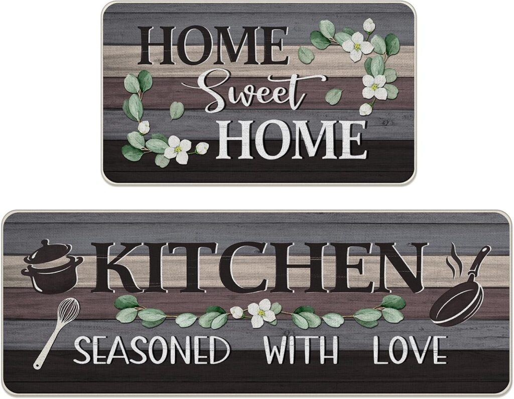 Home Sweet Home Kitchen Rugs Set of 2, Kitchen Seasoned with Love