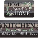 Home Sweet Home Kitchen Rugs Set of 2, Kitchen Seasoned with Love