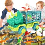 Dinosaur Truck Toys for Kids 3-5, Triceratops Car Toy with 15 Dino Fig…