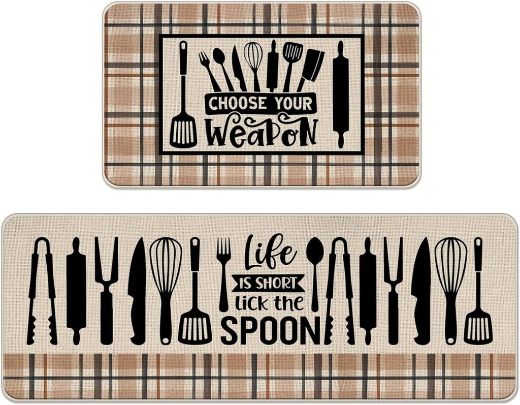 Funny Choose Your Weapon Kitchen Rugs Set of 2